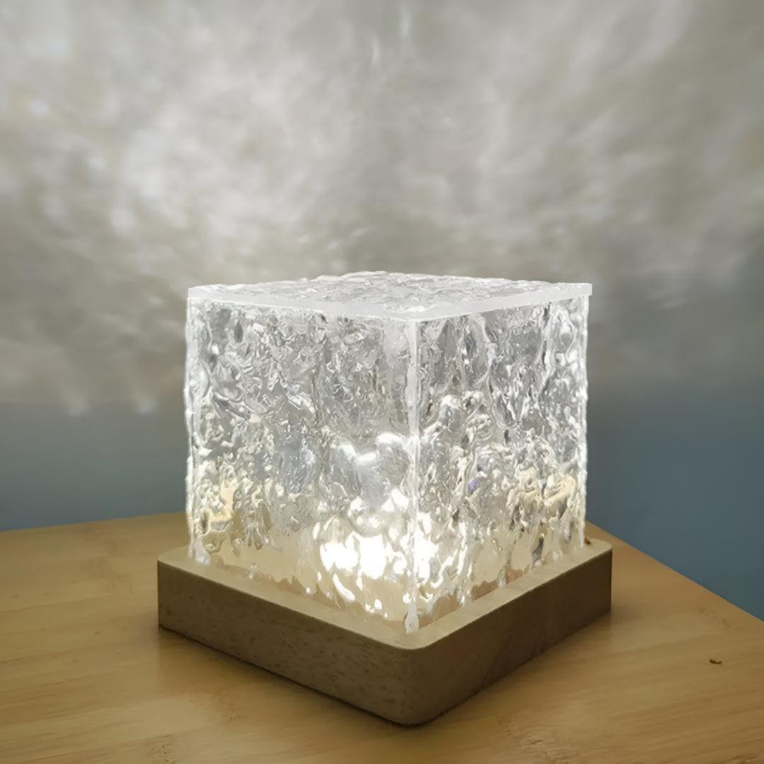 Nightstand Glass Cube Table Lamp With Mesmerizing Ambient Glow