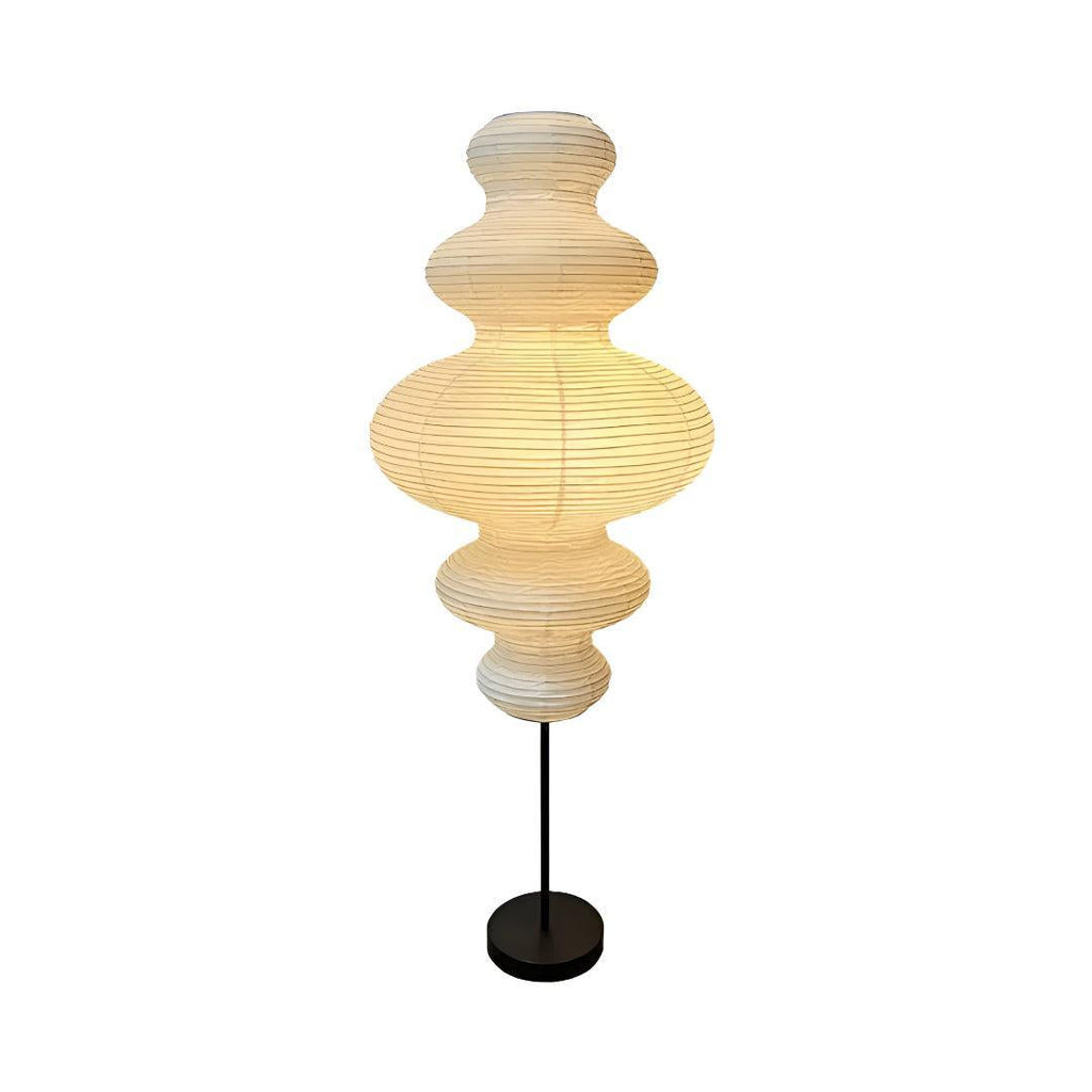 Noguchi Styled Standing Floor Lamp With Sculptural Tiered Lighting