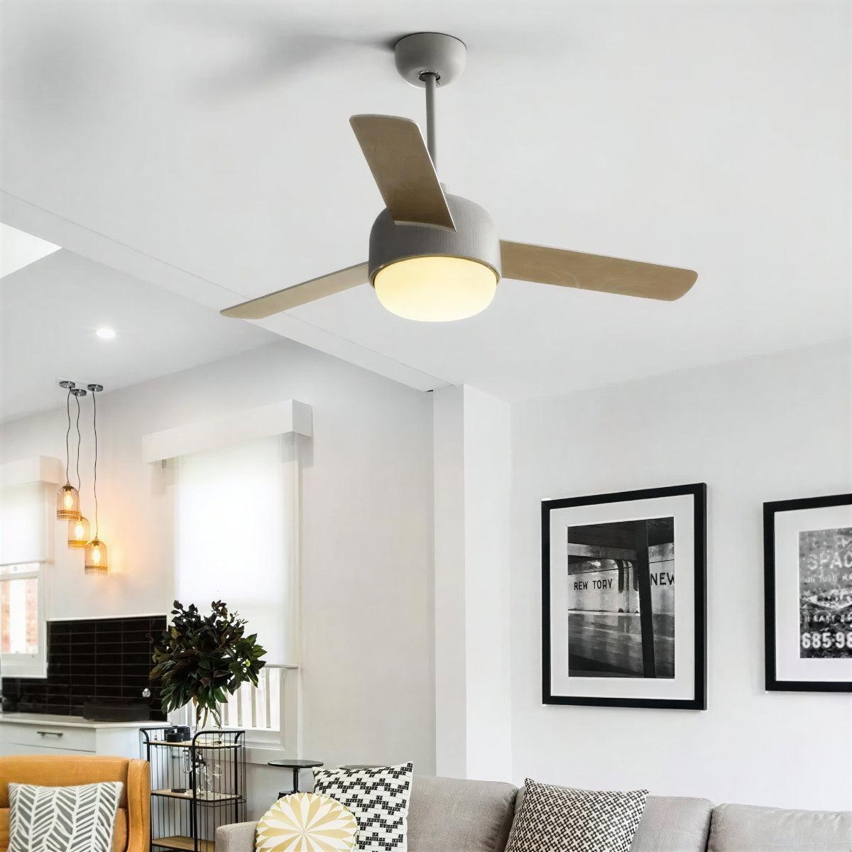 Nordic Styled Overhead Ceiling Fan Light With Wood Blades