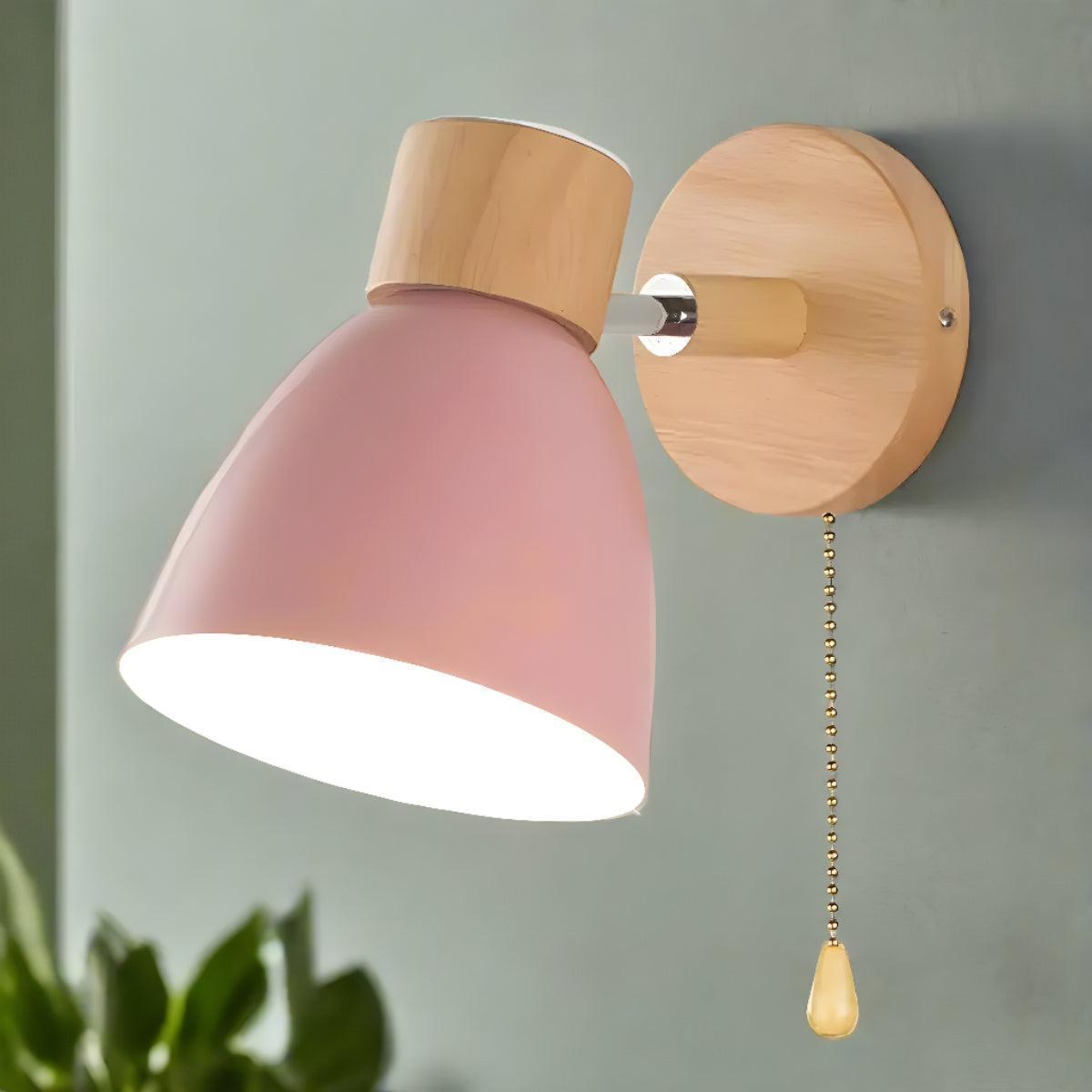 Nordic Wall Sconce Light Fixture With Pull Chain Switch And Adjustable Shade