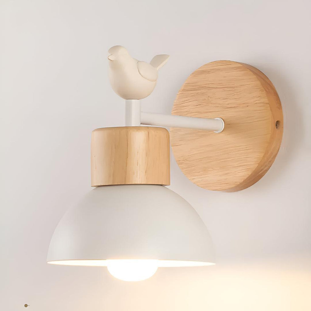 Nordic Wall Sconce Light With Bird Sculpture and Pull Chain
