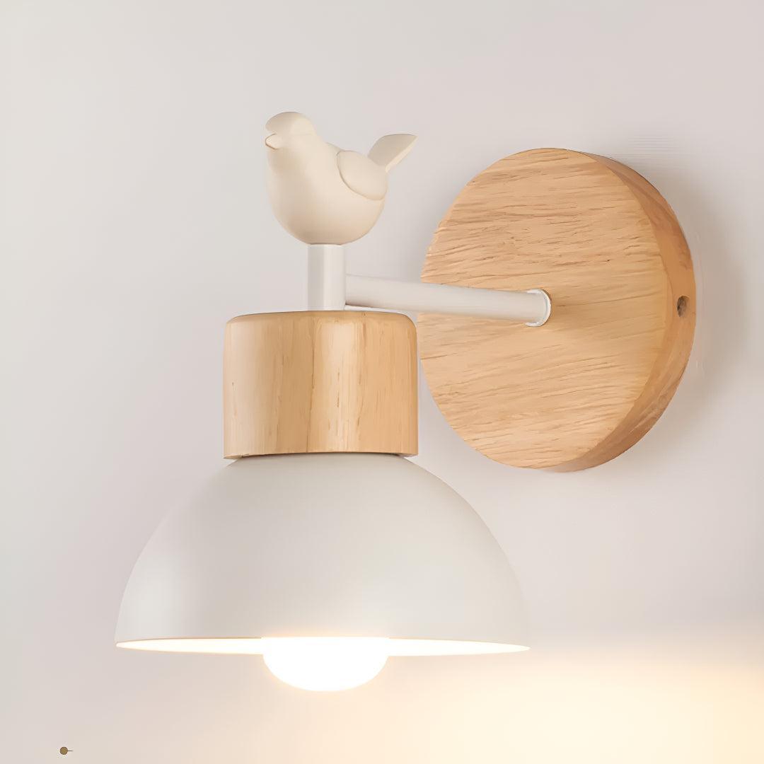 Nordic Wall Sconce Light With Bird Sculpture and Pull Chain
