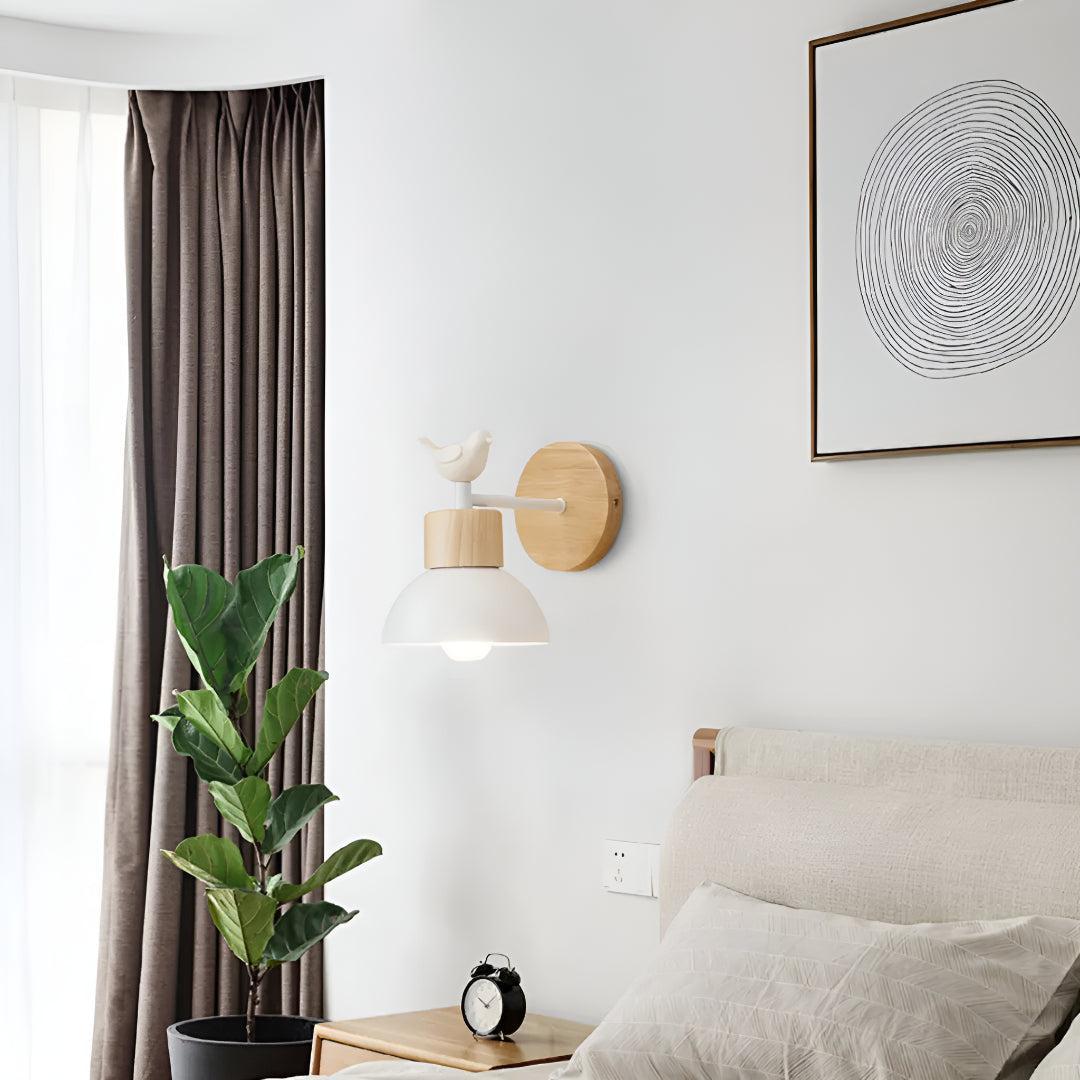 Nordic Wall Sconce Light With Bird Sculpture and Pull Chain