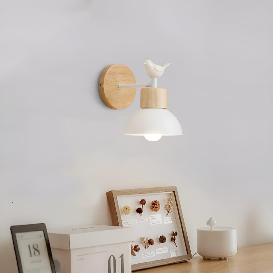 Nordic Wall Sconce Light With Bird Sculpture and Pull Chain