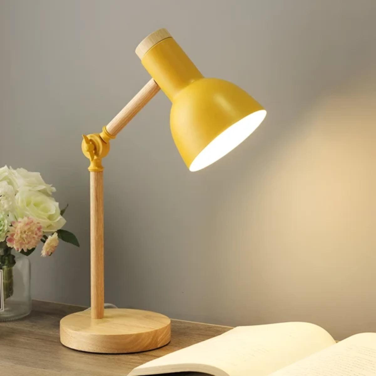 Nordic Wooden Table Lamp With Adjustable Arm