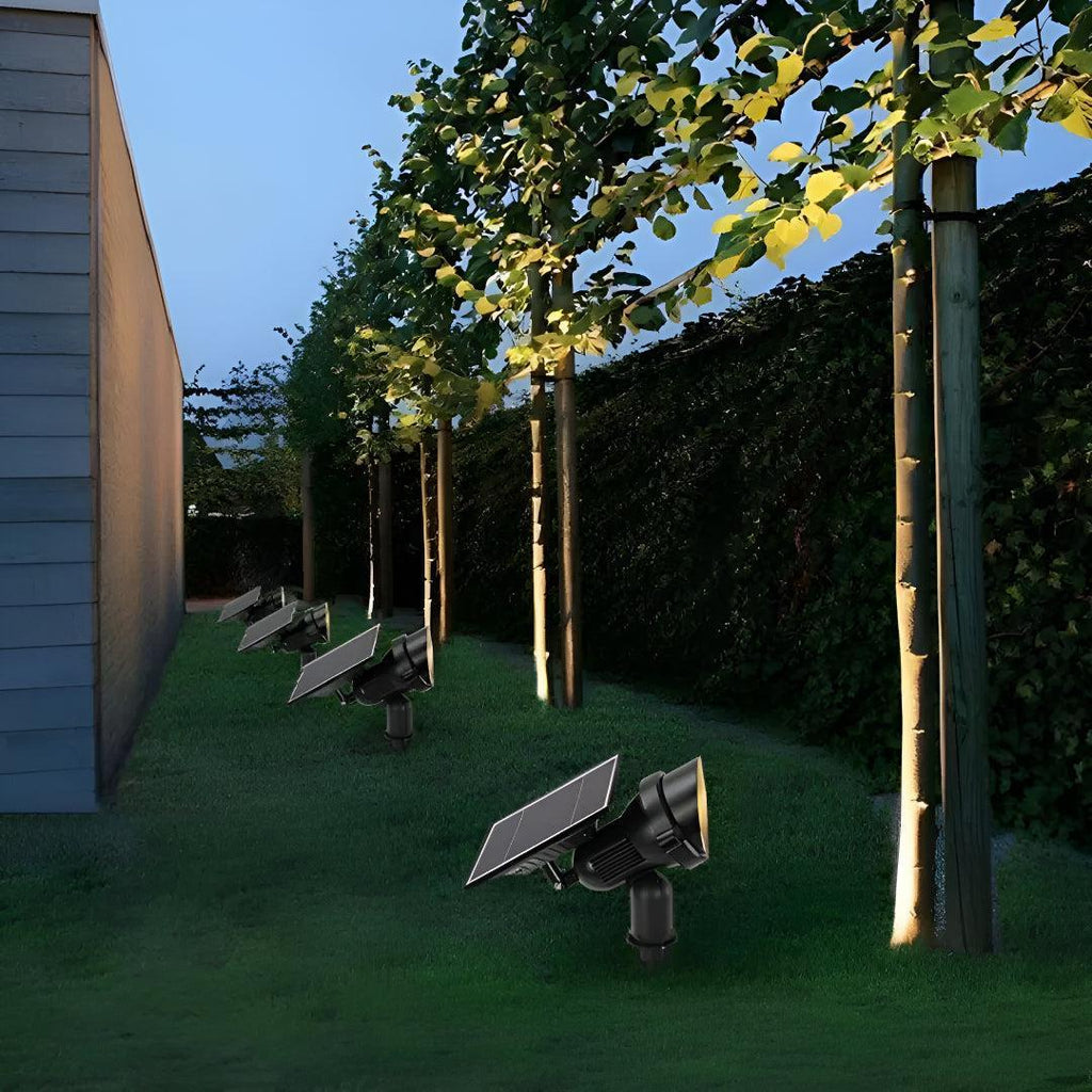 Outdoor Exterior Solar Powered Pathway Landscape Light With Stake To Put In Ground And Adjustable Illumination
