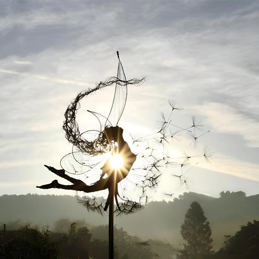 Outdoor Fairy Garden Figurine Statue With Dandelion Design