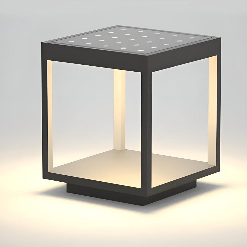 Outdoor Fence Post Light Fixture With Open Frame Design