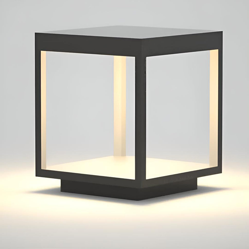 Outdoor Fence Post Light Fixture With Open Frame Design