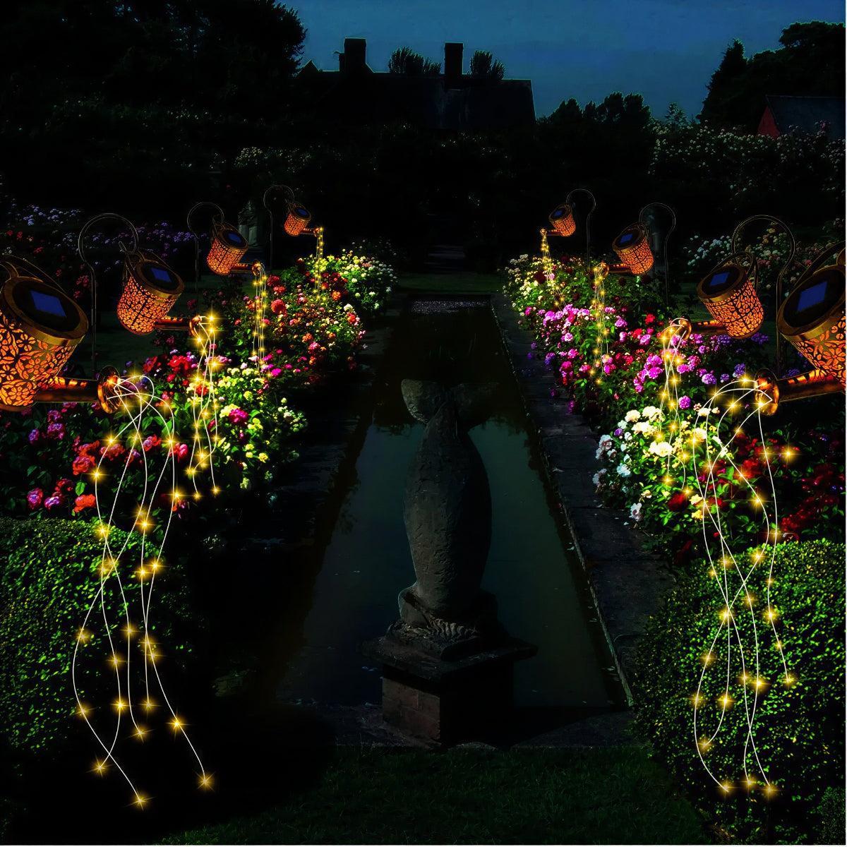 Outdoor Solar Garden Light With Cascading Watering Can LED Lantern