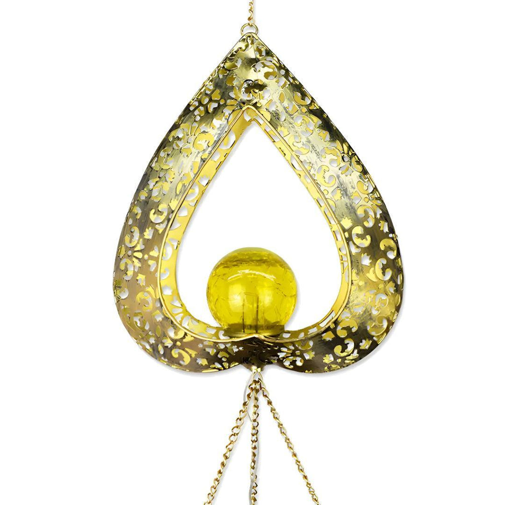 Outdoor Solar Powered Garden Light With Silhouette Heart Shaped Windchimes