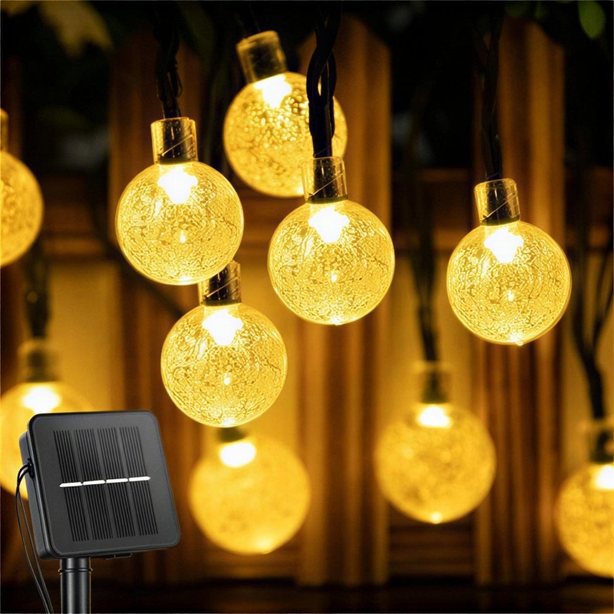 Outdoor Solar String Lights With Globe Bulbs For Garden Fence