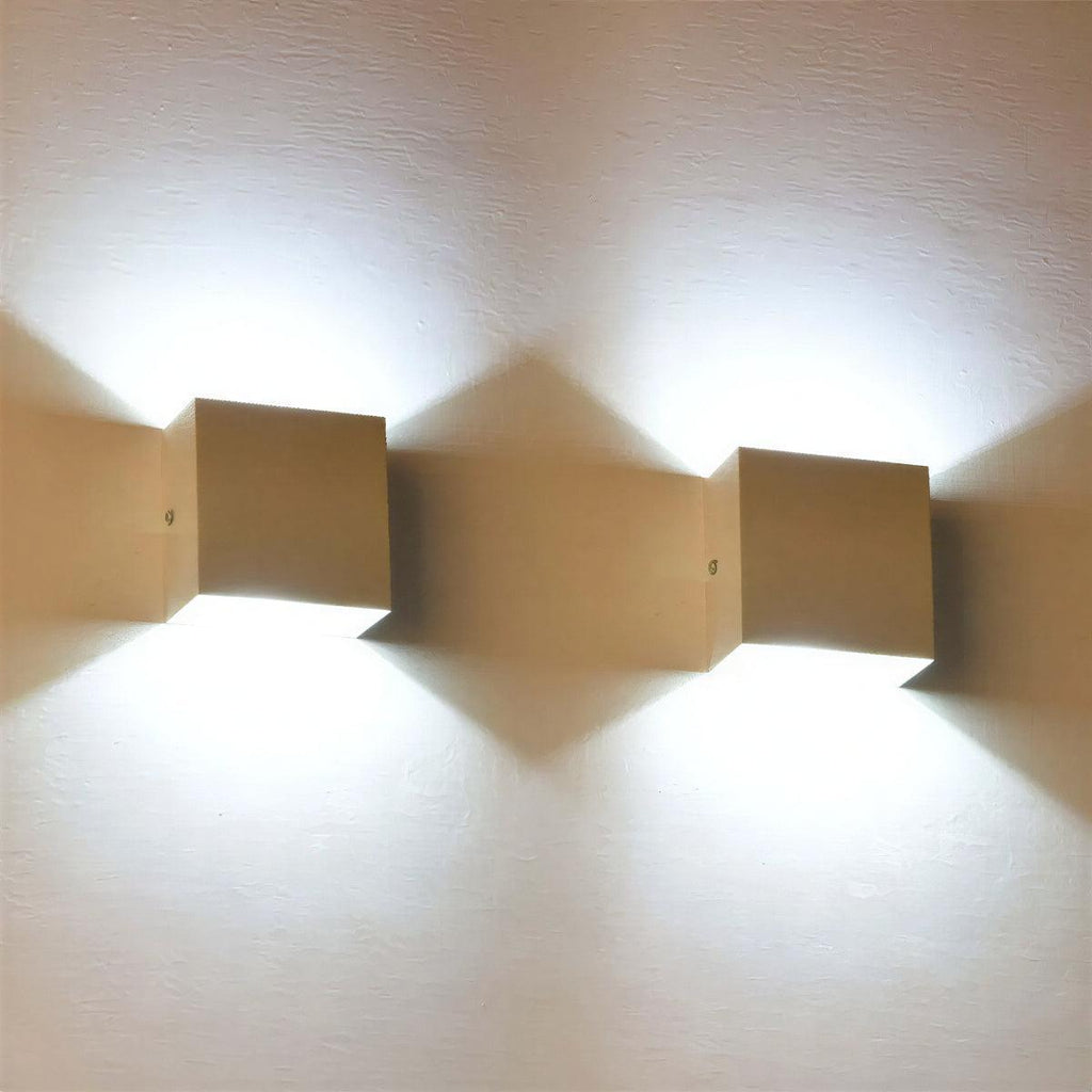Outdoor Square Cube Wall Light Fixture With Up and Down Directional Glow