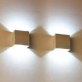 Outdoor Square Cube Wall Light Fixture With Up and Down Directional Glow