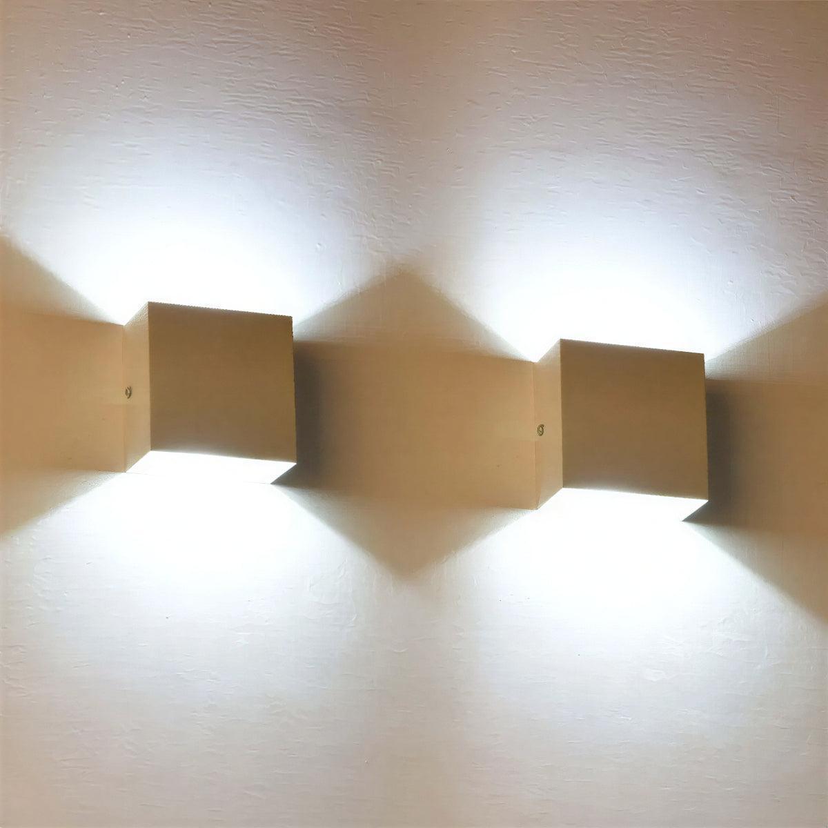 Outdoor Square Cube Wall Light Fixture With Up and Down Directional Glow