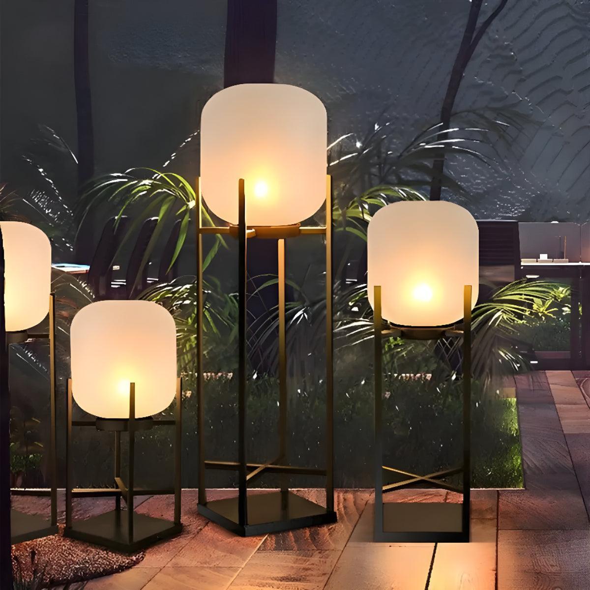Outdoor Standing Floor Light Fixture With Dimmed Lamp