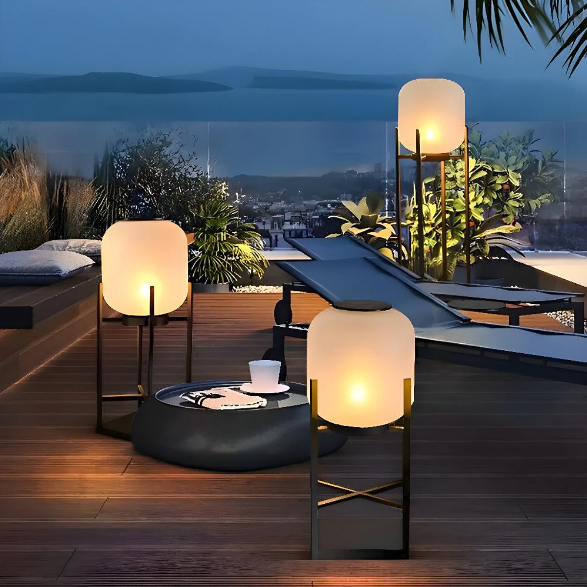Outdoor Standing Floor Light Fixture With Dimmed Lamp