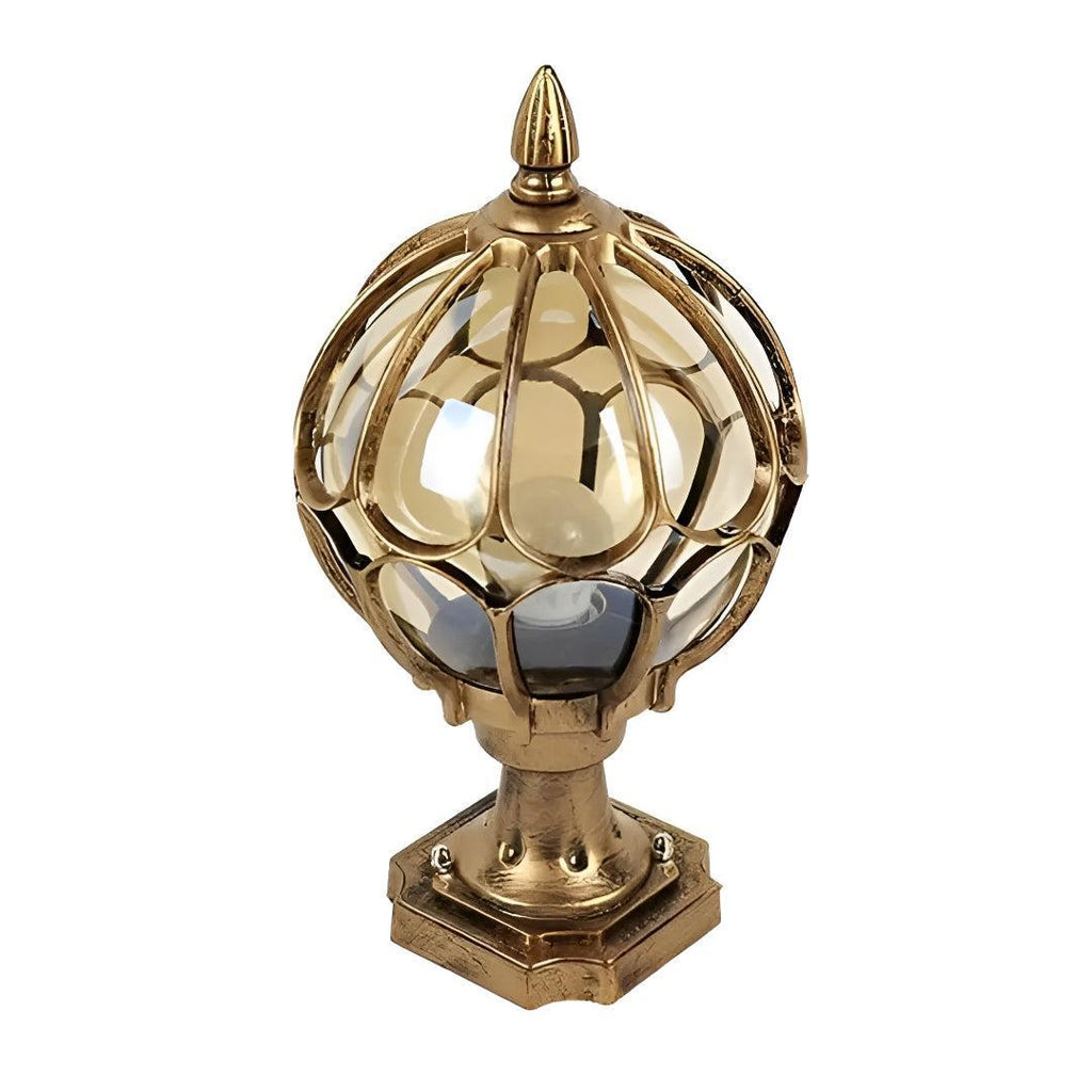 Outdoor Vintage Styled Post Light With Antique Glass Globe Lantern