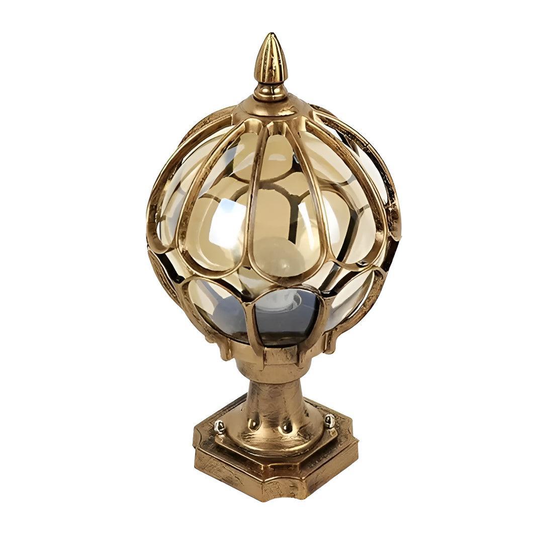 Outdoor Vintage Styled Post Light With Antique Glass Globe Lantern