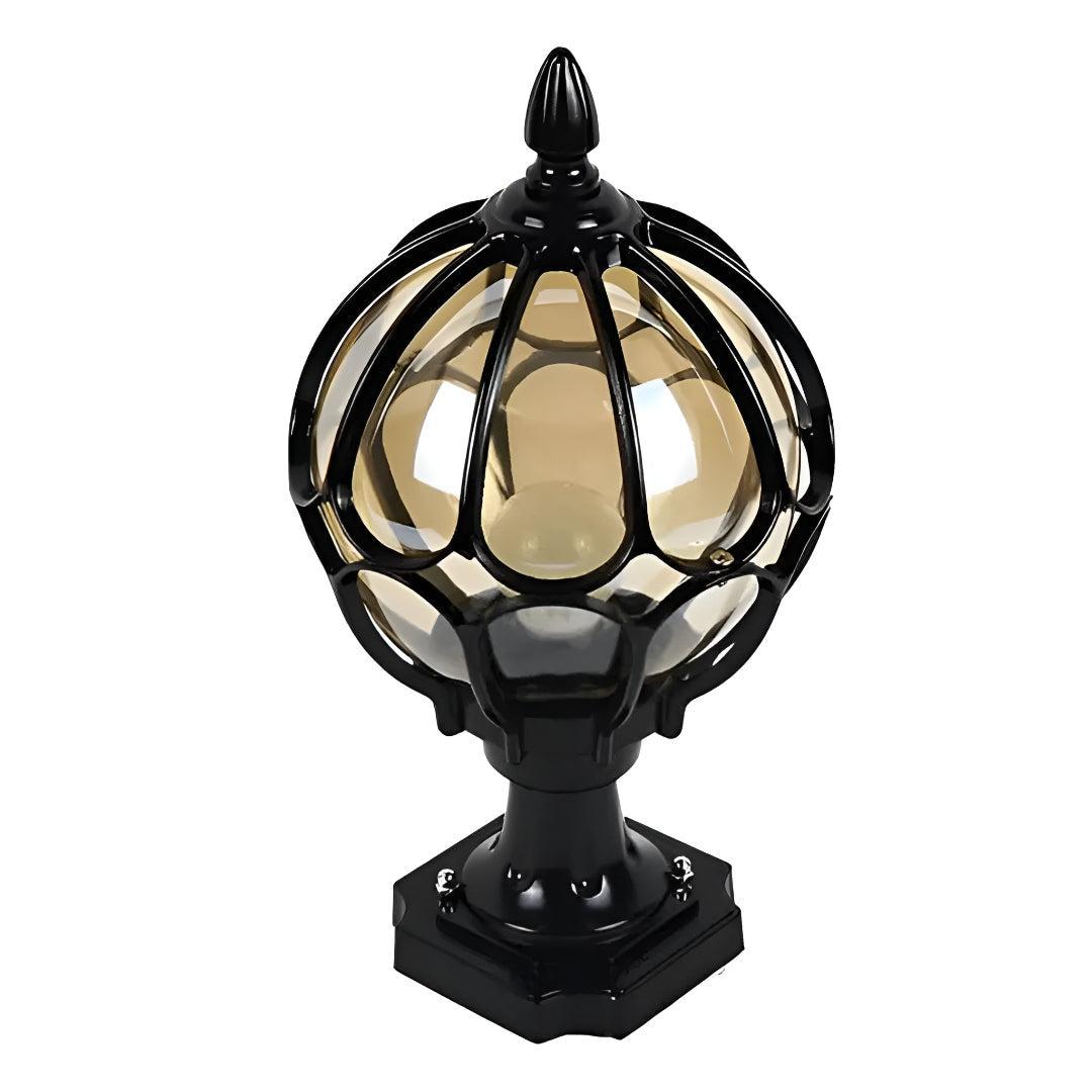 Outdoor Vintage Styled Post Light With Antique Glass Globe Lantern