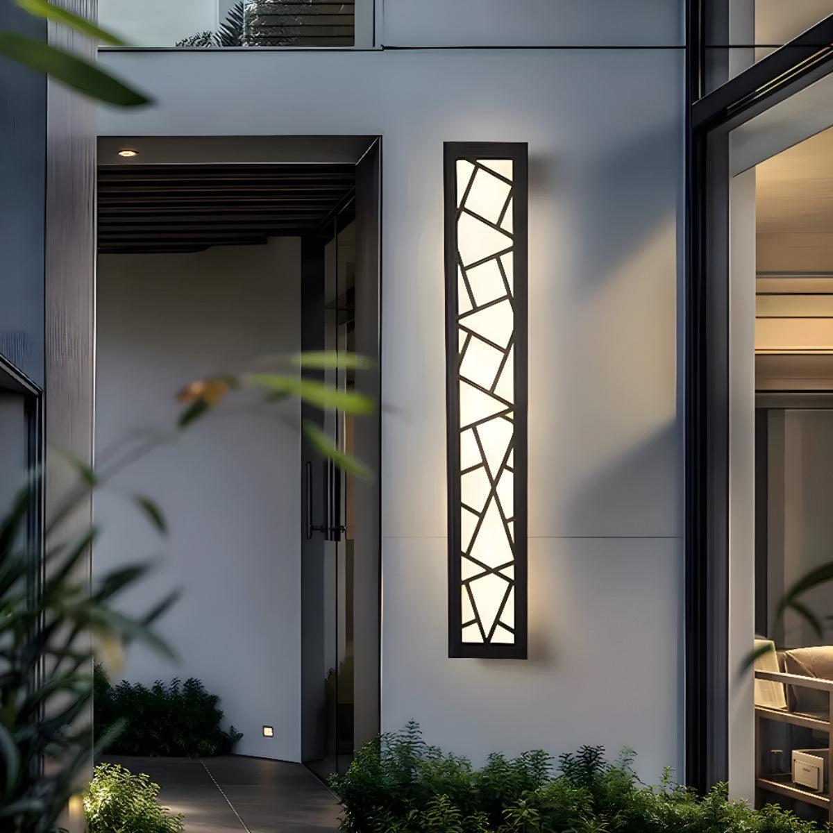 Outdoor Wall Light Fixture With Geometric Lattice LED Bar