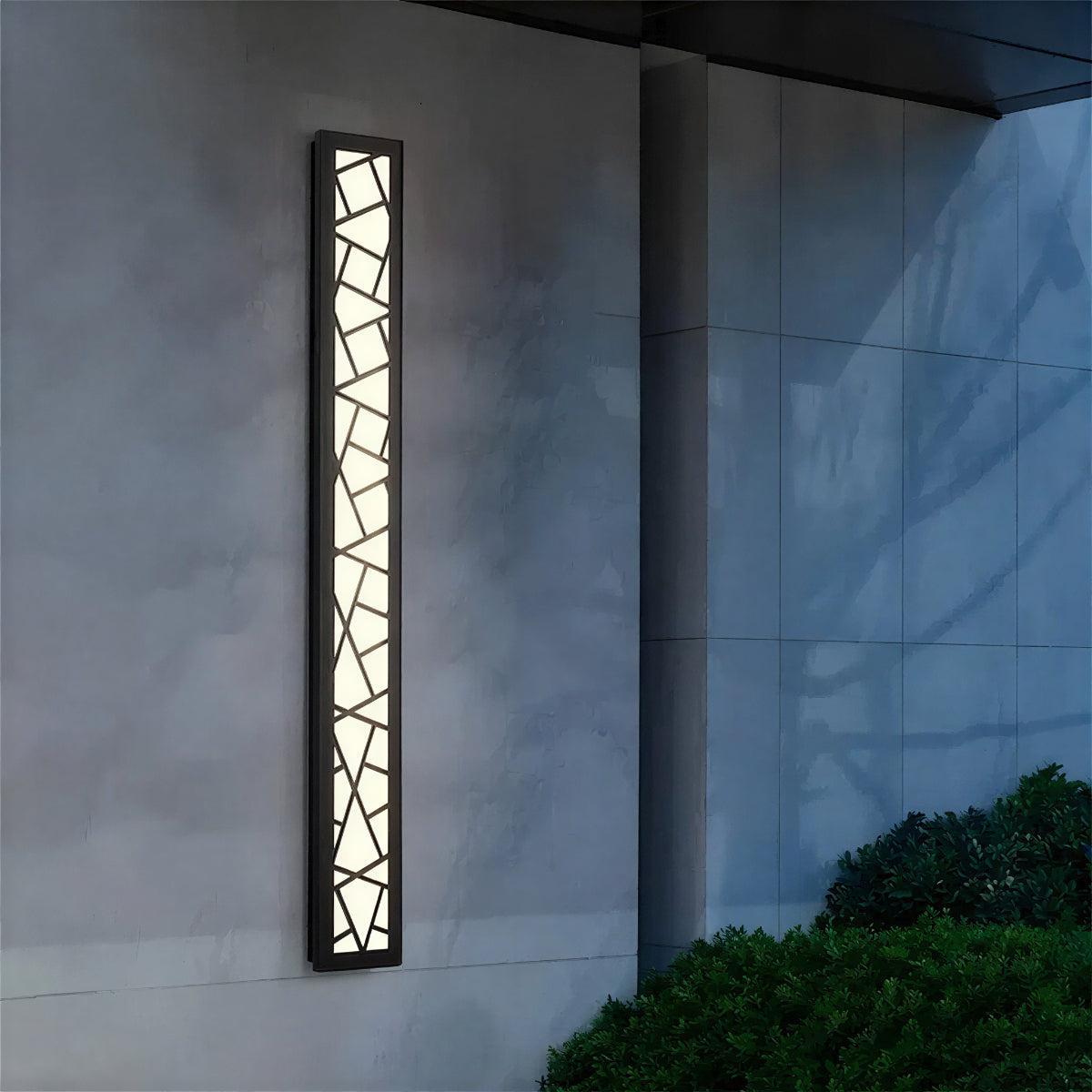 Outdoor Wall Light Fixture With Geometric Lattice LED Bar