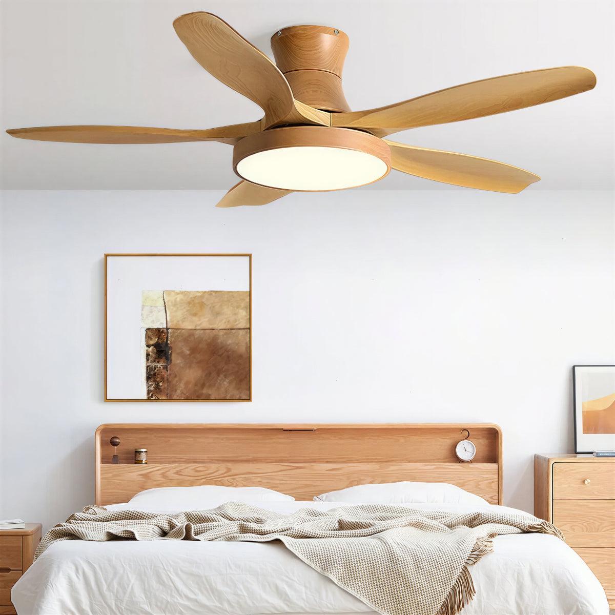 Overhead Ceiling Fan Light With Modern Wood Blades