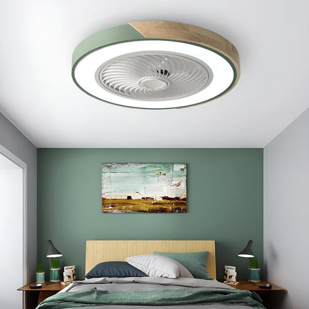 Overhead Quiet Semi Flush Ceiling Fan Light With Remote Controlled