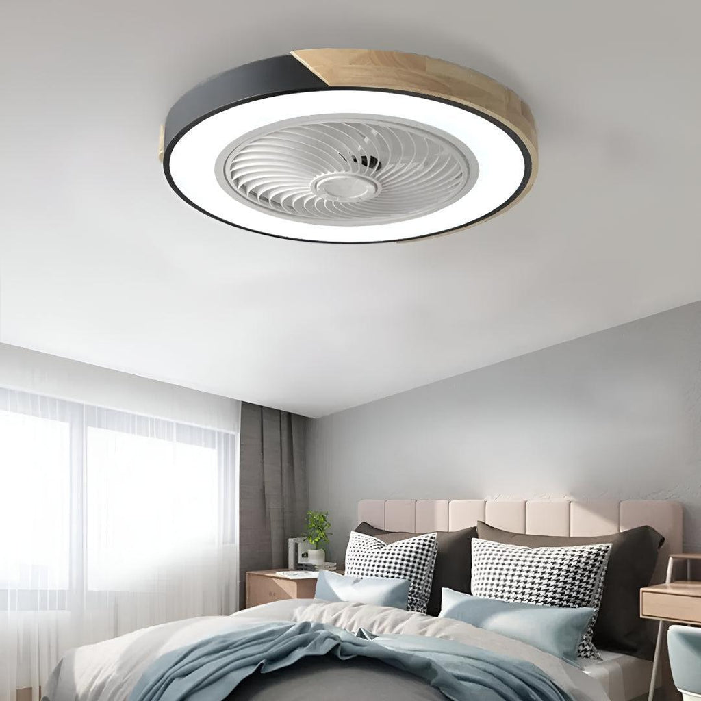 Overhead Quiet Semi Flush Ceiling Fan Light With Remote Controlled