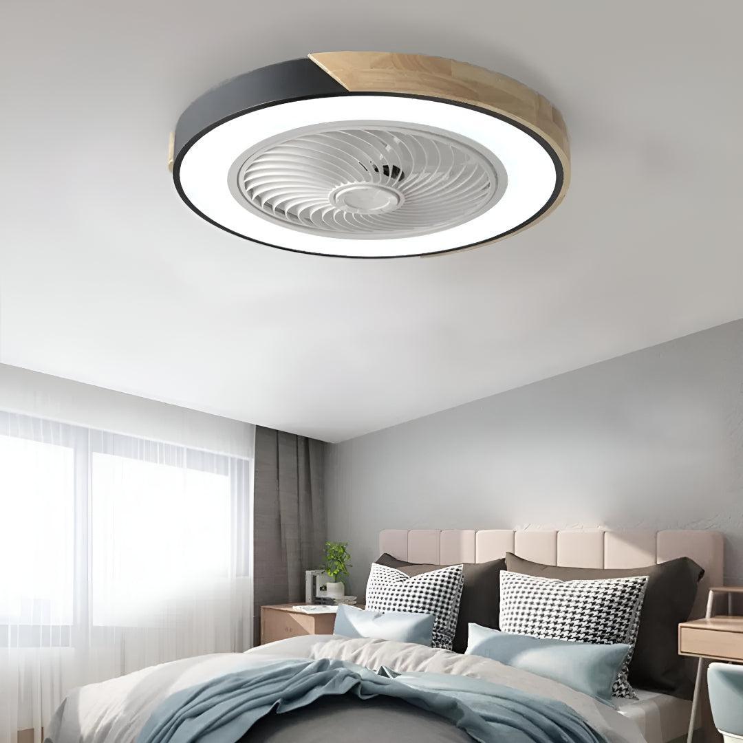 Overhead Quiet Semi Flush Ceiling Fan Light With Remote Controlled