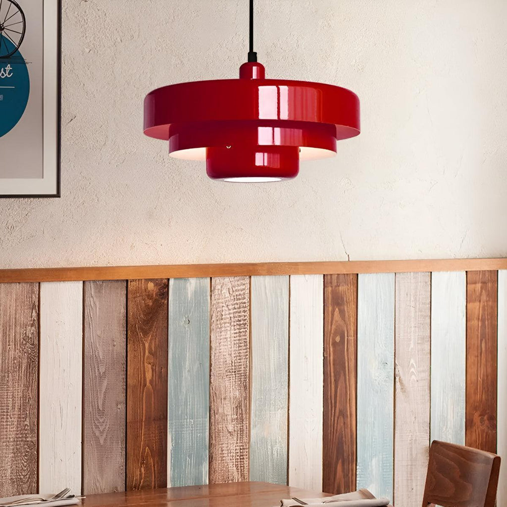 Pendant Hanging Lamp Light With Mid Century Design And Tiered Shade