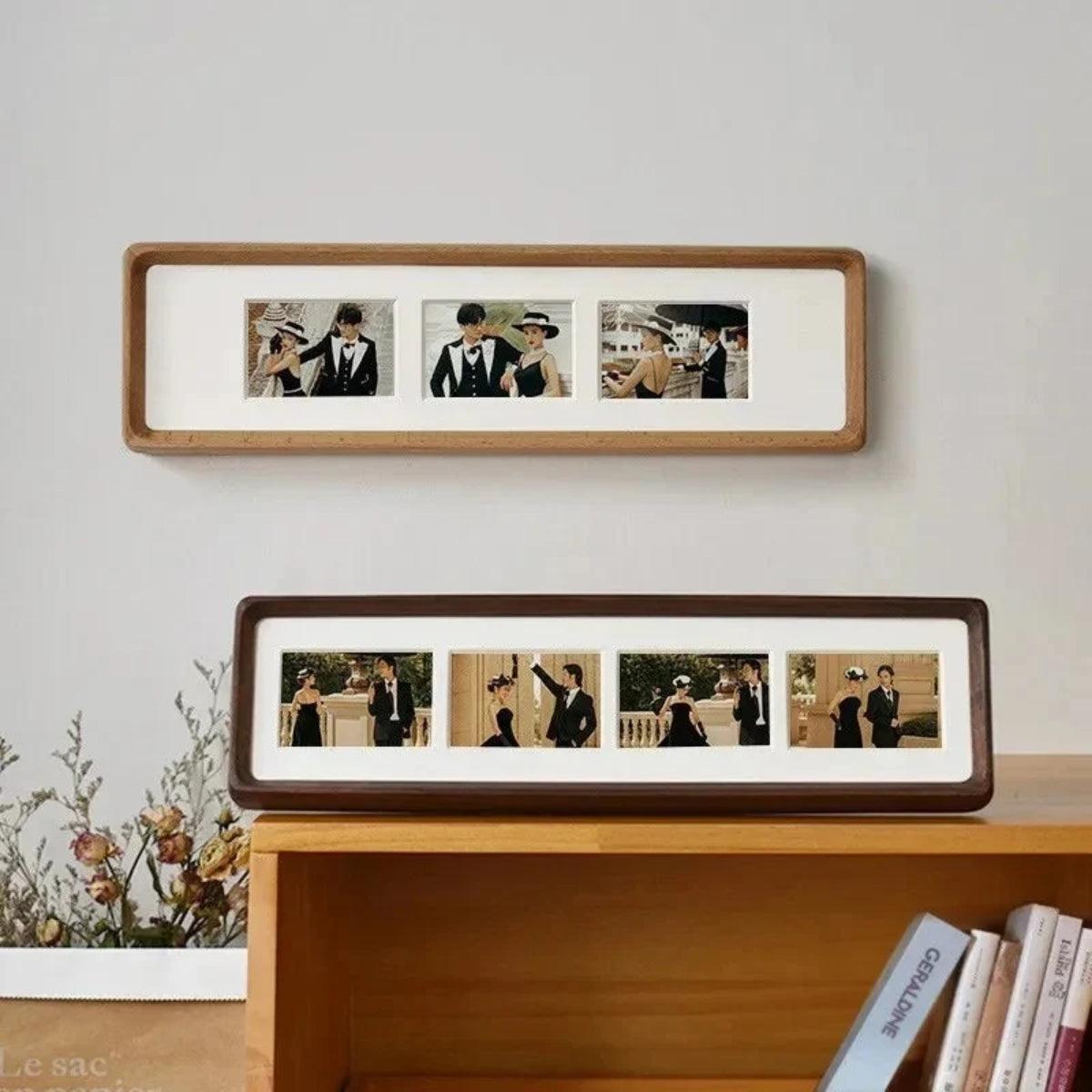 Photo Frame Set With Multiple Pictures With Wooden Border