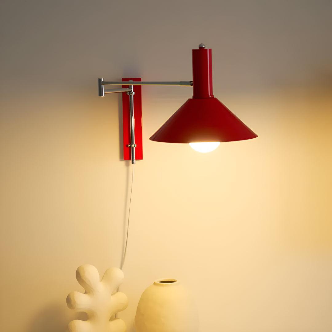 Plug In Wall Sconce Light With Metal Adjustable Swing Arm Design