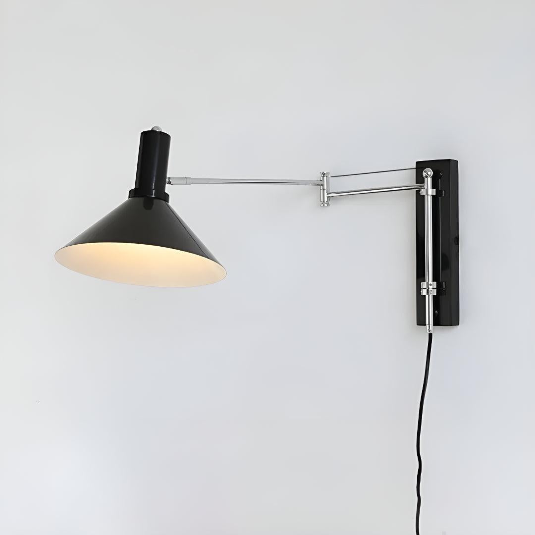 Plug In Wall Sconce Light With Metal Adjustable Swing Arm Design