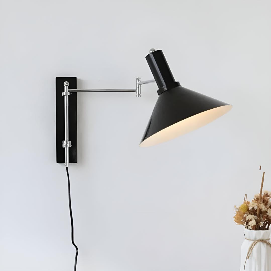 Plug In Wall Sconce Light With Metal Adjustable Swing Arm Design