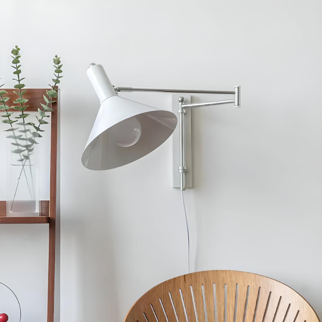 Plug In Wall Sconce Light With Metal Adjustable Swing Arm Design