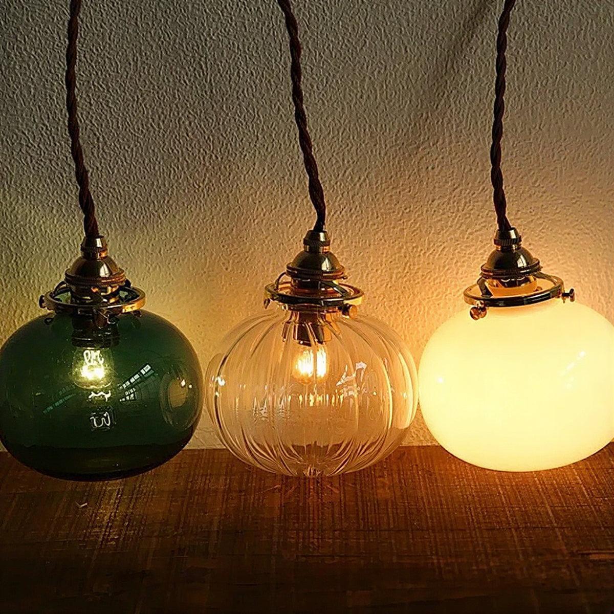 Retro Styled Glass Globe Pendant Light Fixture