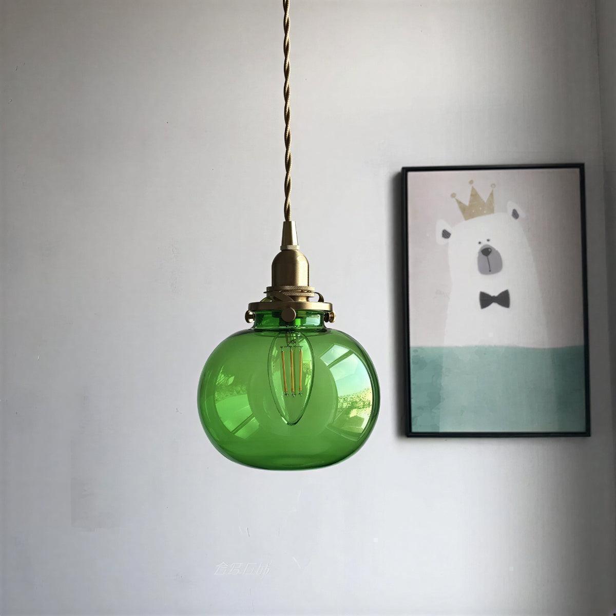 Retro Styled Glass Globe Pendant Light Fixture