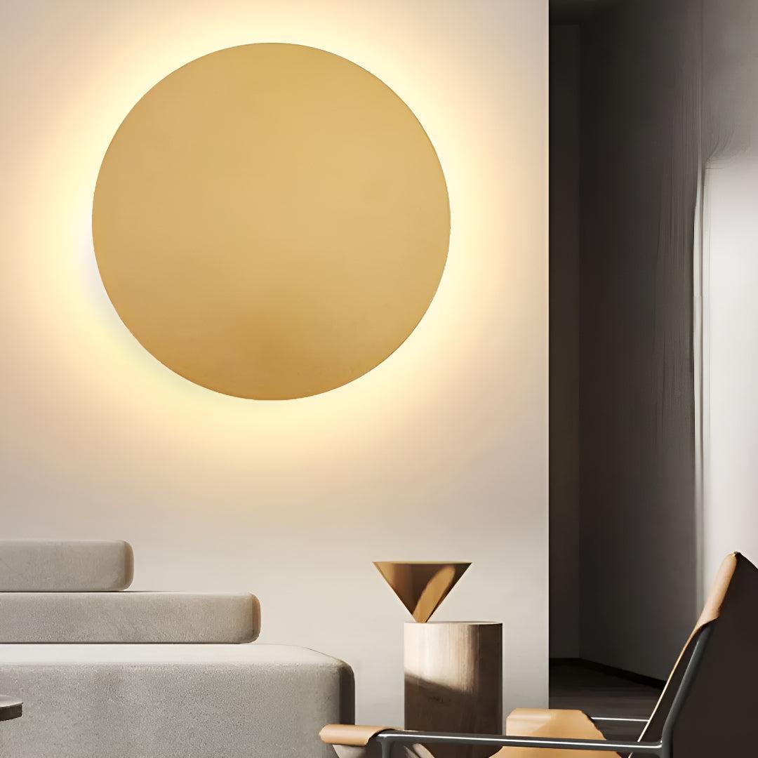 Round Circular Metal Wall Mounted Sconce Light With Ambient Halo Illumination