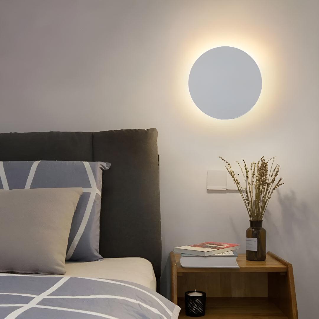 Round Circular Metal Wall Mounted Sconce Light With Ambient Halo Illumination