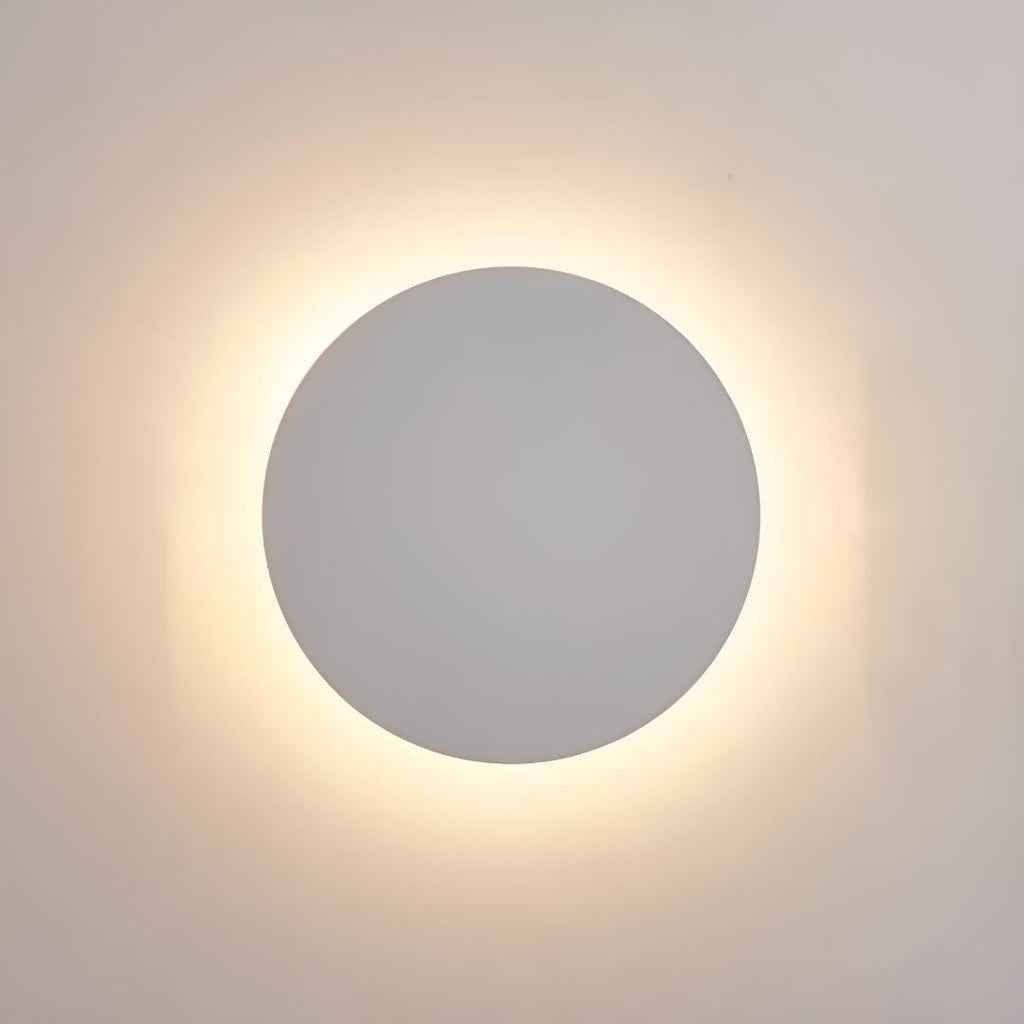 Round Circular Metal Wall Mounted Sconce Light With Ambient Halo Illumination