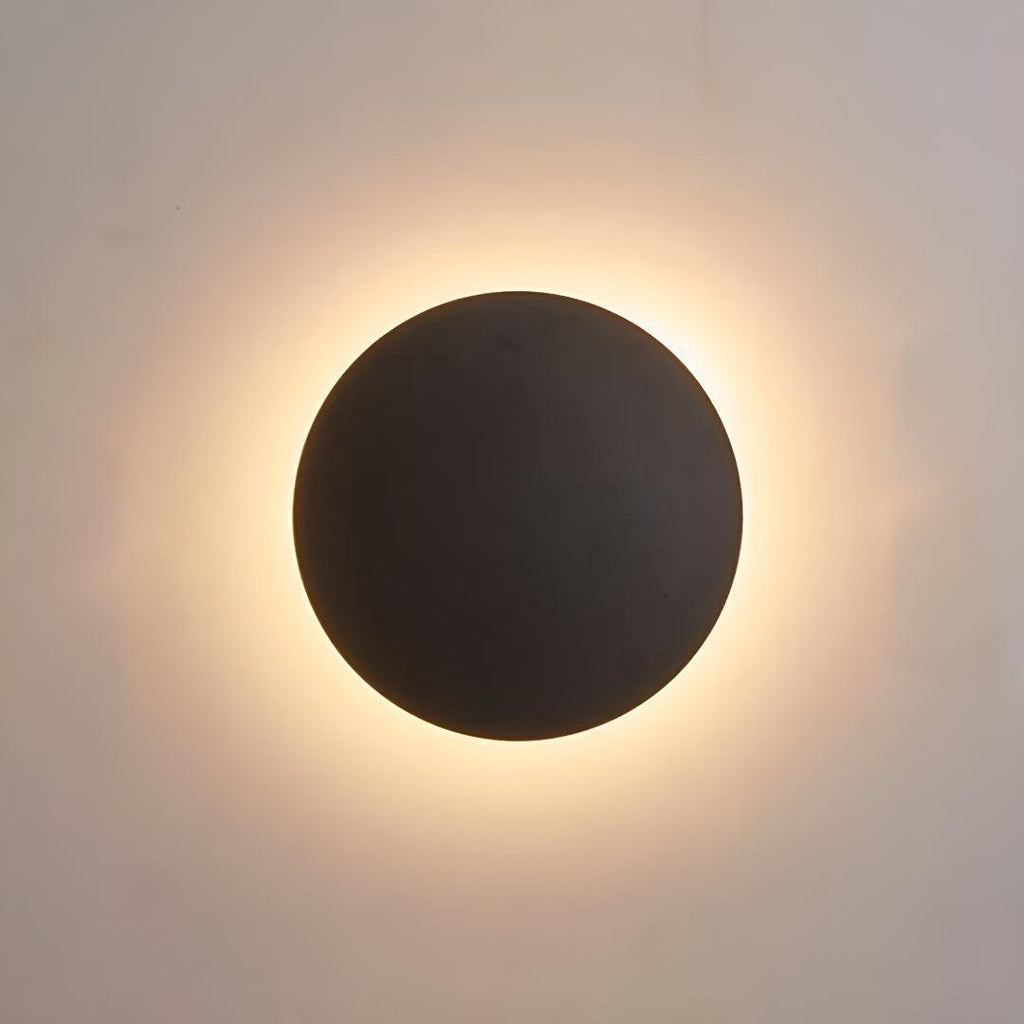 Round Circular Metal Wall Mounted Sconce Light With Ambient Halo Illumination