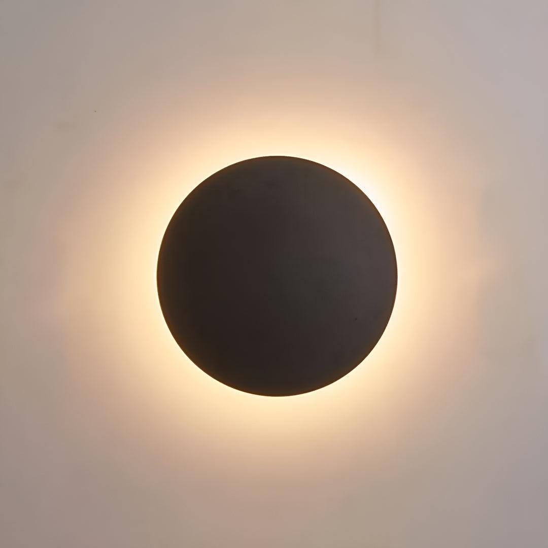 Round Circular Metal Wall Mounted Sconce Light With Ambient Halo Illumination
