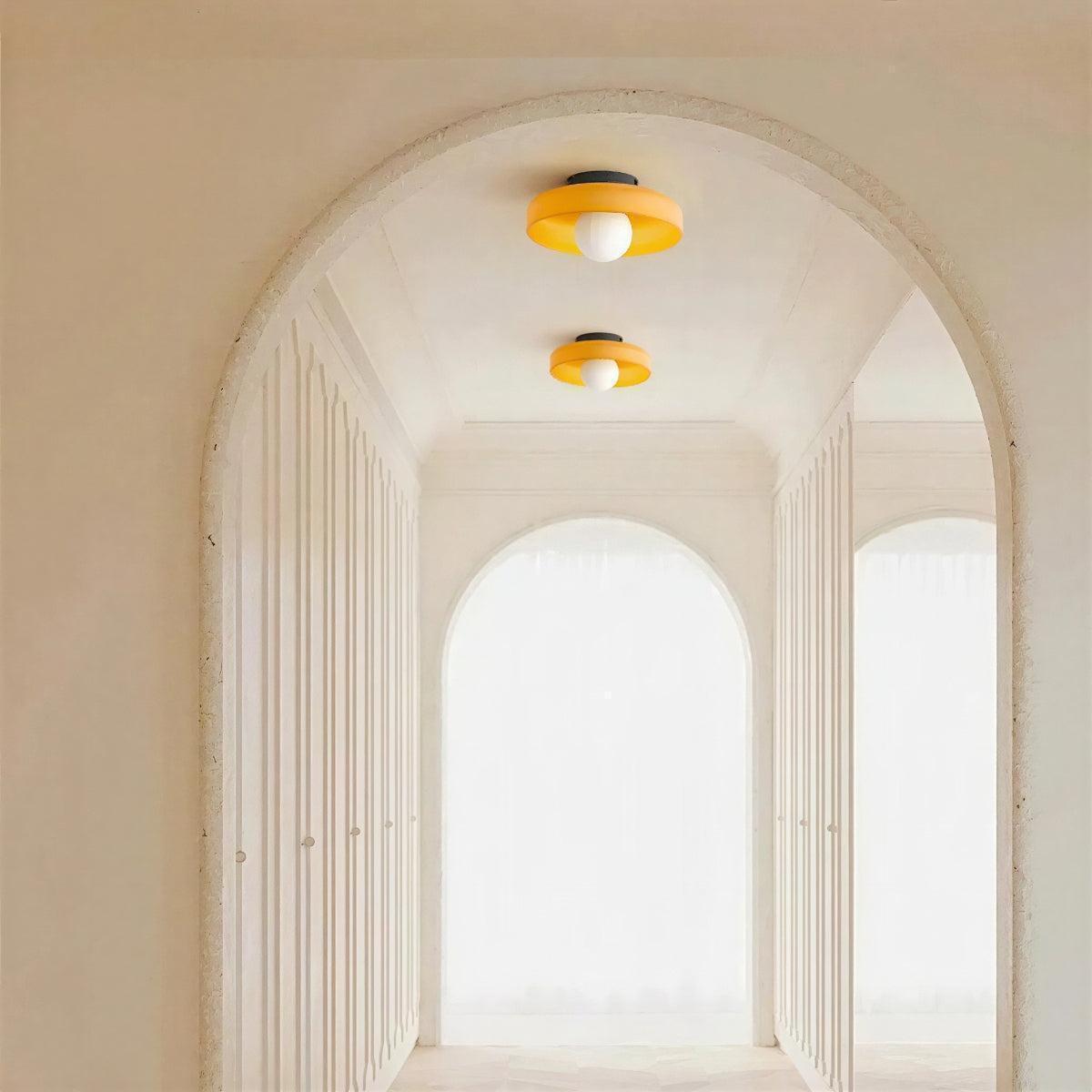 Round Retro Semi Flush Mount Ceiling Light Fixture With Globe Illumination