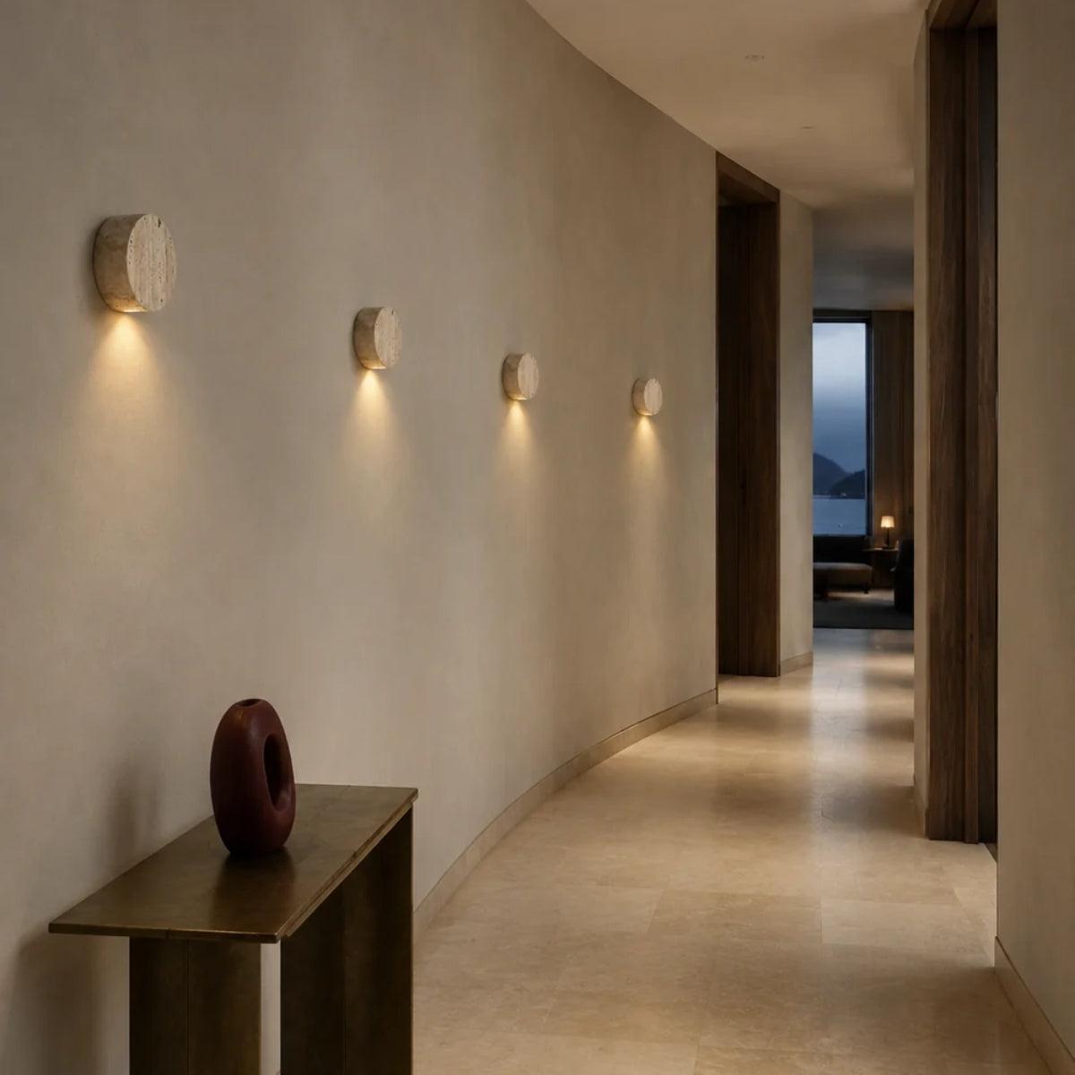 Round Stone Wall Sconce Light Fixture