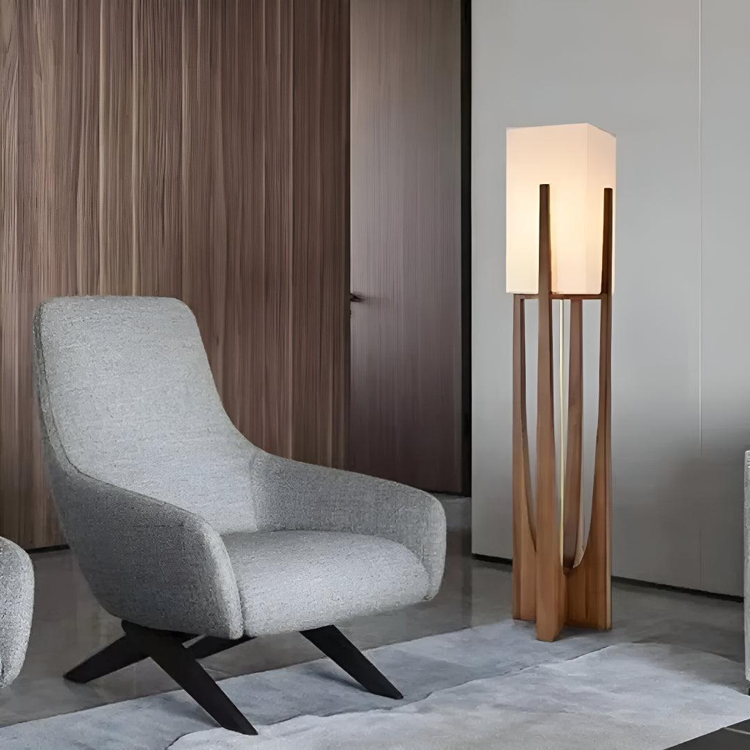Rustic Cubed Japanese Floor Lamp With Modern Minimalist Design