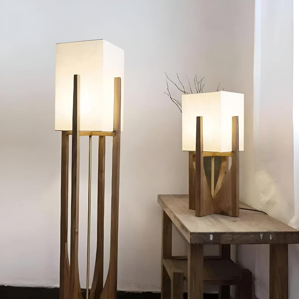 Rustic Cubed Japanese Floor Lamp With Modern Minimalist Design