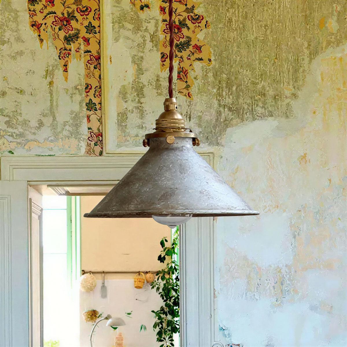 Rustic Pendant Light With Vintage Hanging Cone Design