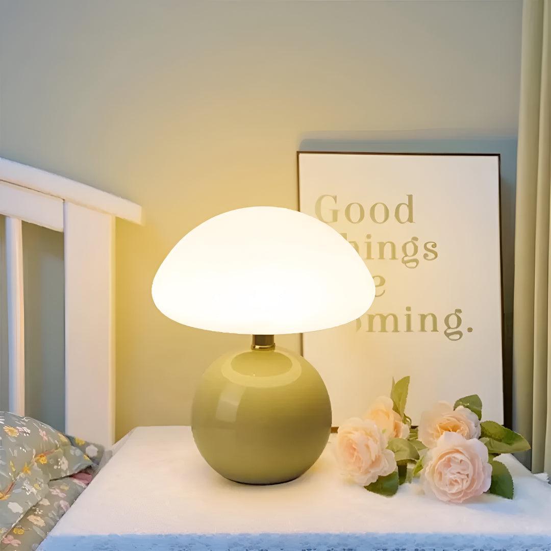 Scandinavian Blush Cloud Mushroom Shaped Table Lamp With Integrated Ambient Lighting