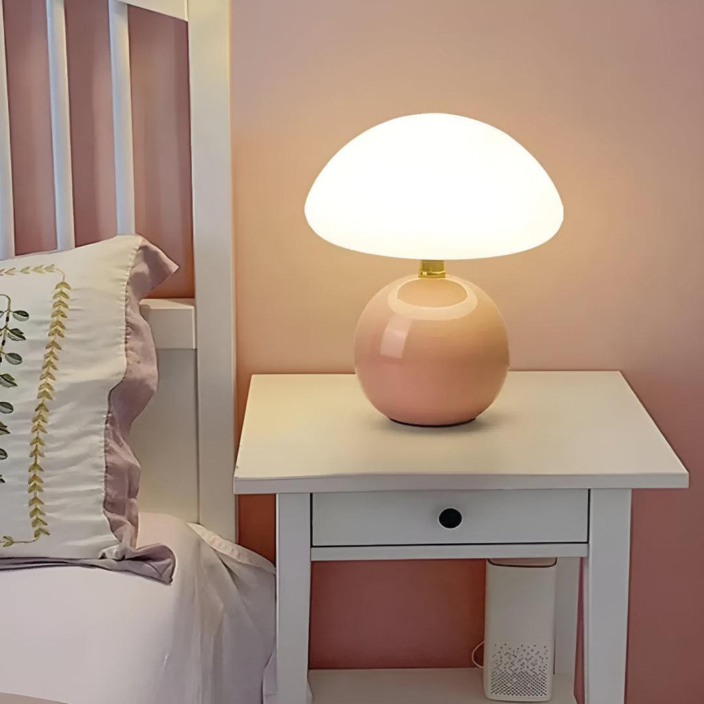 Scandinavian Blush Cloud Mushroom Shaped Table Lamp With Integrated Ambient Lighting